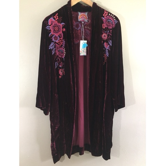 Johnny Was Sweaters - Johnny Was Marcella Embroidered Velvet Cardigan